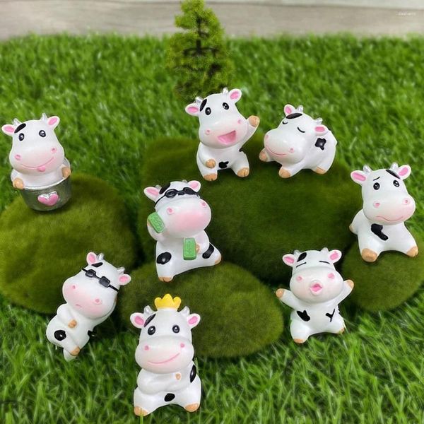 Decoraciones de jardín 8 PCS Adornos Escultura de pared Esculturas y estatuillas para interiores Estatuas de vacas pequeñas Decoración de mesa Taza de papel