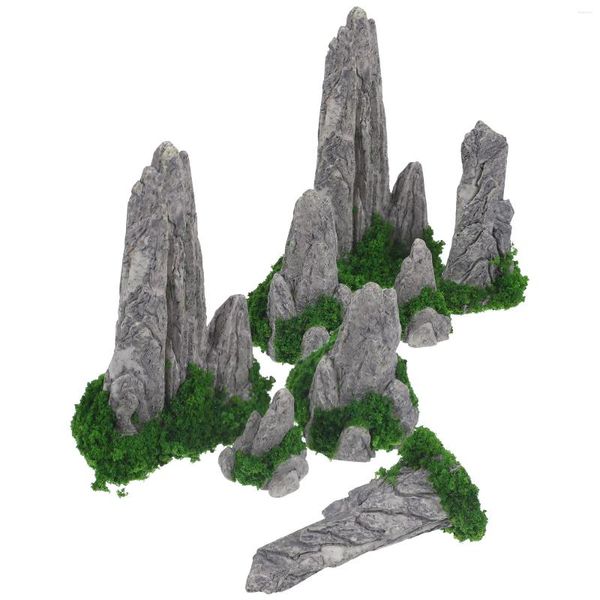Décorations de jardin 8pcs décor micro paysage extérieur mini ornement de rocherie délicate de la statue de montagne délicate
