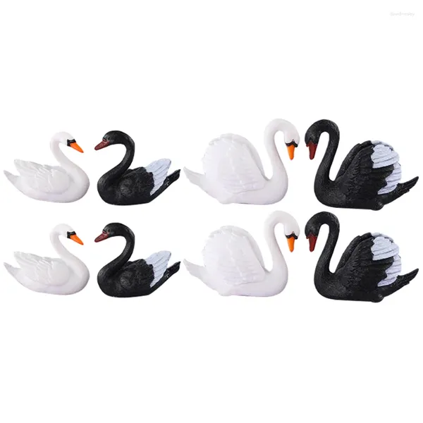 Décorations de jardin 8pcs Figurines de cygne Modèle Couple en plastique Miniature pour collection Décoration de la maison