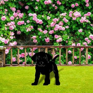 Décorations de jardin Statues de chien en acrylique, chiot mignon, piquets d'art de pelouse, Silhouette creuse, ornement d'animal, décor Portable