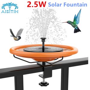 Tuindecoraties Aisitin 12 inch vogel Badkom 2.5W Solar Fountain Set Deck gemonteerd met stevige klem afneembaar en geschikt voor vogelbad 220928