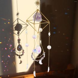 Décorations de jardin en verre de cristal d'améthyste suspendu, attrape-soleil, prismes colorés, carillon éolien applicable à la maison, pendentif pour décoration