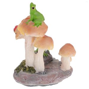 Décorations de jardin Ornements d'animaux Statue de grenouille Statues de fête pour sculpture de champignon Figurine Cour extérieure