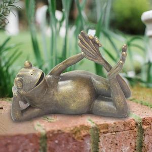 Décorations de jardin Antique Bronze Lying Yoga Frog Statue Zen pour la décoration de la cour