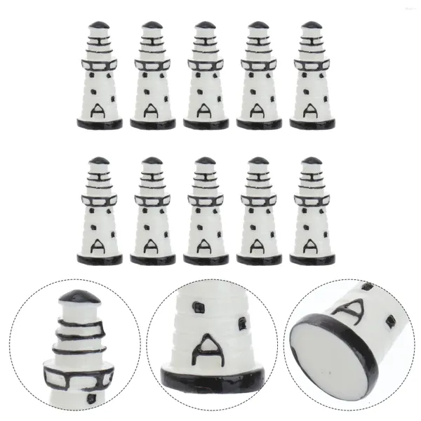 Décorations de jardin Aquarium Résine Ornement Miniature Phare Decro Figurines Méditerranéennes Ornements pour Tank Home ou Po Props (10pcs)