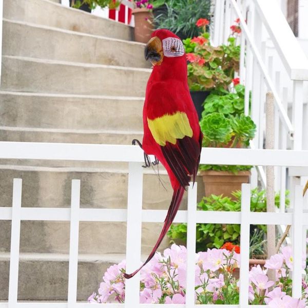 Decoraciones de jardín, esculturas de plumas de pájaros artificiales, estatuilla de loro, ornamento animal