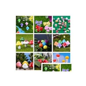 Décorations de jardin Colorf Artificiel Mini champignons Miniatures de fée Gnome Gnome Moss Terrarium décor Plastic Crafts Bonsai Home For DIY Dr Dhvvd