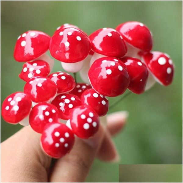 Decoraciones de jardín Artificial Colorf Mini Mushroom Fairy Miniaturas Gnome Moss Terrarium Decor Plastic Crafts Bonsai Home For Diy Dr Dhgex