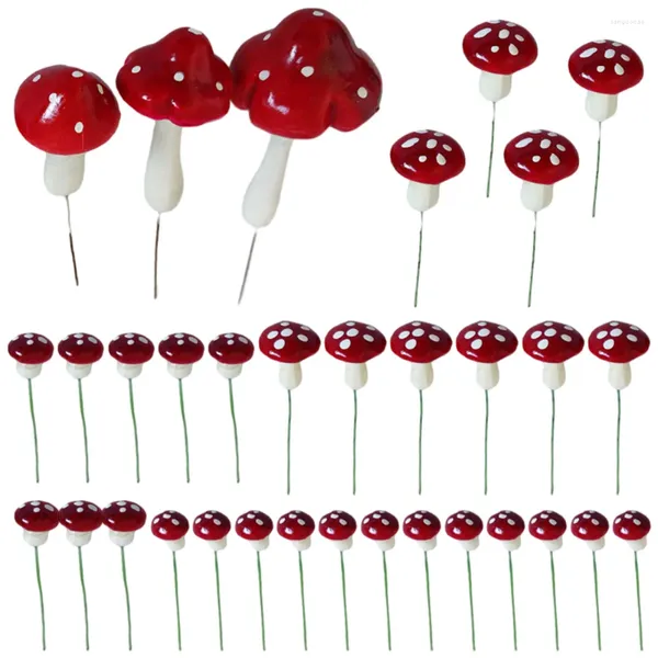 Décorations de jardin Champignons artificiels mousse faux champignons simulé 33pcs décor de style rouge de style rouge de bureau