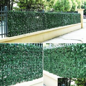 Décorations de jardin Plantes artificielles Clôture Décor Cour pour la maison Mur Landsca Fond vert Feuille Branche Net Drop Livraison Patio Pelouse Otheo