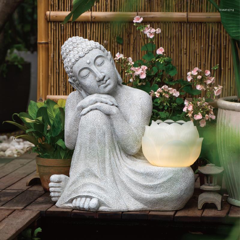 Садовые украшения искусственный камень сакьямуни Будда Статуя украшения на открытом воздухе напольный двор двор буддизм декор поделки
