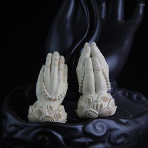 Tuindecoratie Aantrekkelijke handsculptuur Houten Boeddha Exquisite gesneden theeceremonie ornament standbeeld