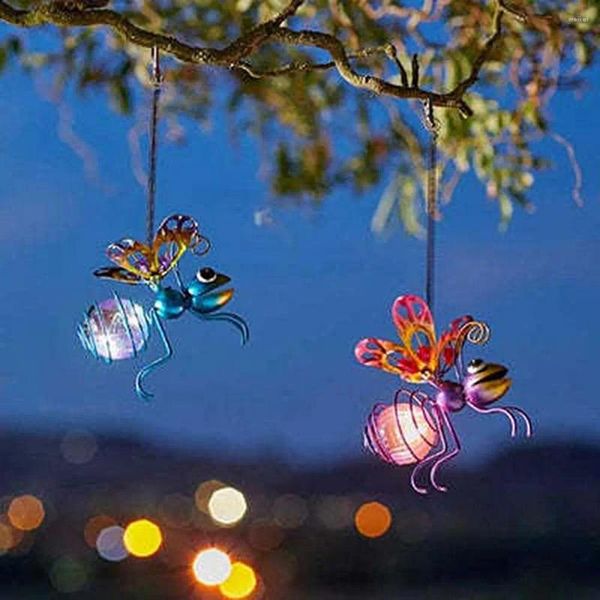 Decoraciones de jardín, lámpara colgante de Hada de abeja, minimalista, encantador, alimentado por batería, señal colgante LED, decoración de adorno de miel