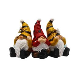 Décorations de jardin Abeille Figurine Gnomes Résine Gnome Noël 3 Avec Figurine Drôle Pouces Haut Ornement Pour Intérieur Extérieur Table Décor