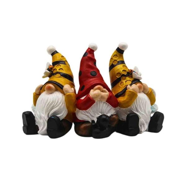 Decoraciones de jardín, figurita de abeja, gnomos, gnomo de resina, Navidad, 3 con figura divertida, adorno de pulgadas de alto para decoración de mesa de interior y exterior