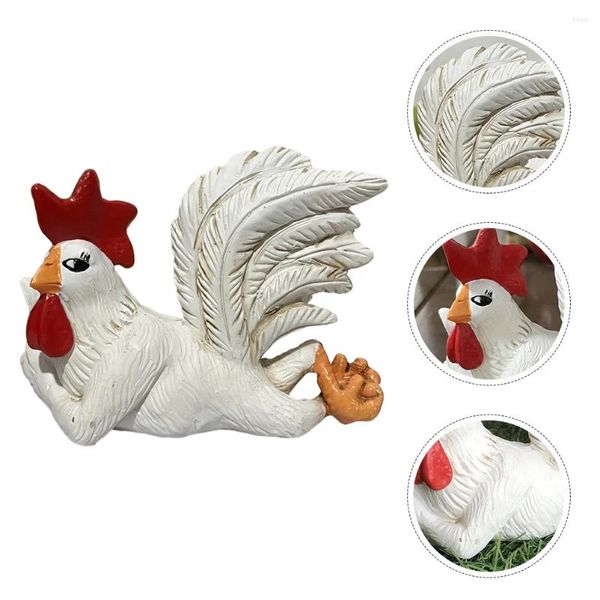 Décorations de jardin Pièces de gros coq Petit coq Décoration Figurines en résine Maison Maison Faux Ornement de table Figurines Statue Ornements