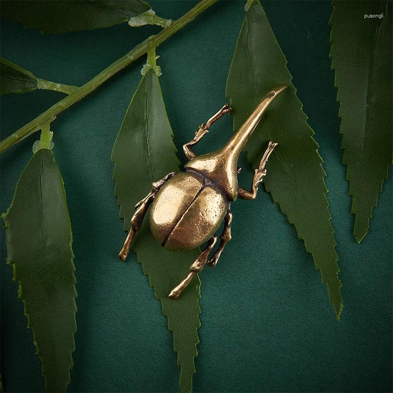 Tuindecoraties Brass Simulatie Insecten Figurines Miniaturen Bugs Tea Pet Ornamenten Flowerpot Koper Beetle Standbeeld Decor Accusories