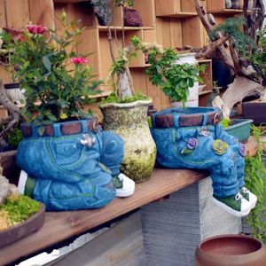 Décorations de jardin Pantalons en denim respirants Pots de jardinières Réaliste Jeans épaissi Résine Fleur Rétro Succulent Pot de fleurs Ornements