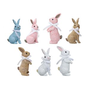 Tuindecoraties Bunny Figurine Rabbit Sculpture Pasen Decoratie voor achtertuin Desktop Art Outdoor Statue Figurines Lawn 230518