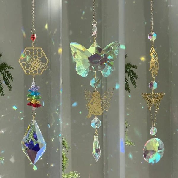 Decoraciones de jardín Mariposa Abeja Ángel Sun Catcher Accesorios de bricolaje Prismas de arco iris Colgante Cortinas Adorno Luz solar Refracción Gota