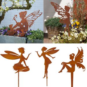 Décorations de jardin papillon fée jardin métal fer artisanat pendentif décoration de jardin intérieur et extérieur ornement miniature figurine pelouse décorative 230718