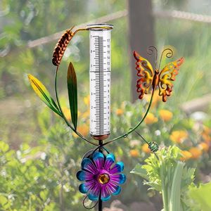 Tuindecoraties vlinder regenmeter zonne -aangedreven nauwkeurige neerslagmeting buiten voor schutting patio tuin gazon
