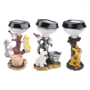 Tuindecoraties Cartoon Aanimal Standbeeld Zonne-licht Kitten Puppy Hars Figuur Sculptuur Lamp Art Handwerk Ornamenten Dropship