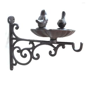 Tuindecoraties gietijzeren vogels bad/feeder muurbeugel gemonteerde zware duty metalen bord buitenhangende schotel decor haak rek ornament