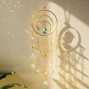 Tuindecoraties Kroonluchter Kristal Sunvatcher Zon en Moon Window Hangende ornament gebrandschilderd glas Prism Crystals Dream Catcher Decoratie