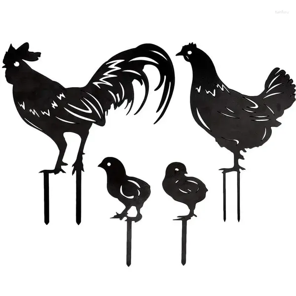 Décorations de jardin piquets de cour en métal de poulet 4 pièces/ensemble insérer coq poule décor silhouette animale pour parc passerelle patio