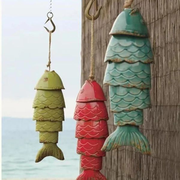 Décorations de jardin Carillon coloré Koi Fish Wind Chimes Metal Artefact extérieur avant-toit suspendus ornements décoration guérir cravate cloche pendentif 231127