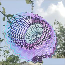 Garden Decoraties Chimes Tree of Life Wind Spinner Catcher 3D Roterende hanger stroomverlichting Effect Mirror Reflectieontwerp Outdoor Dh924