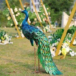 Décorations de jardin Chisheen Outdoor Solar Peacock Statue décor en métal art de cour métal pour pelouse décoration de mariage de fête d'arrière-cour