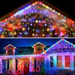 Decorazioni da giardino Luci per decorazioni natalizie Outdoor 20m 864 LED Street Ghirlande Ghiacciolo Tenda impermeabile Fata String Light 230525