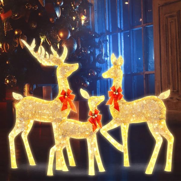 Décorations de jardin Cerf d'élan de Noël avec lumières Décoration de cour extérieure Hiver Joyeux Noël pour les cours avant Ornement 2024 Année 231216