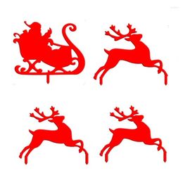 Garden Decorations Kerst Hollow-Out Outdoor Elk Santa Claus Sleigh Yard Courtyard Art Decors Lawn Landschap Standbeeld met belang