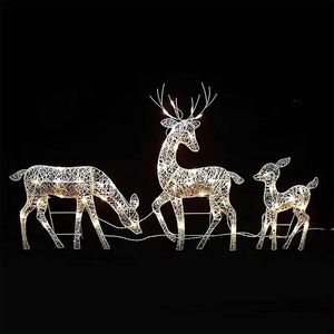 Decoraciones de jardín Reno de Navidad Jardín al aire libre Decoración iluminada con luz LED Brillo brillante Elk Deer Estatua Decoración para el hogar 231120