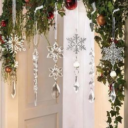 Décorations de jardin Arbre de Noël Flocon de neige Pendentif Lumière Catcher Transparent Forme De Cristal Suspendu Goutte Cadeaux De Noël