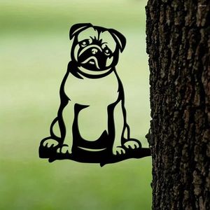 Décorations de jardin cifbuy 1pc Metal Pug Silhouette Puppy Love Dog Sign Coupte Rustic Outdoor Home Decor Gift Forwarming For Lovers