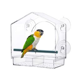 Décorations de jardin Support de fenêtre pour mangeoire à oiseaux en acrylique transparent avec plateau à graines à ventouse solide extérieur pour Finch Cardinal Bluebird 230721