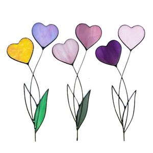 Décorations de jardin en métal coloré piquet de coeur fleur tache amour signe cour insérer décor résistant à la corrosion imperméable 230822