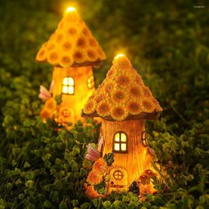 Garden Decorations Craft Miniature House Solar Powered Led Light Fairy Outdoor Walkway Decoratie Decor Ornamenten Cottage Christmas Yar Z9E6
