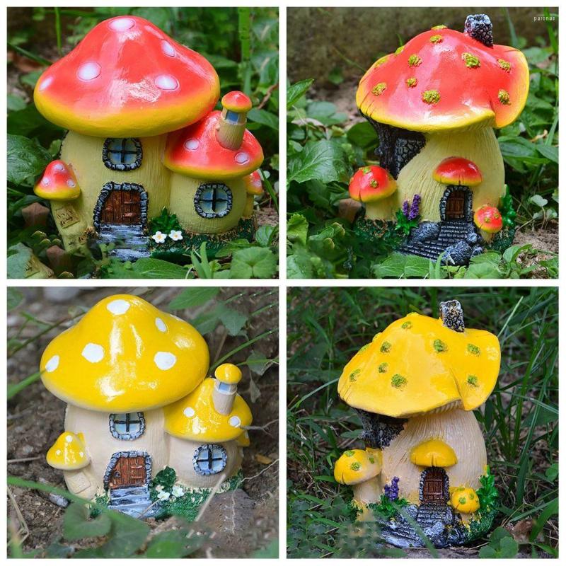 Decorações de jardim artesanato cenário fazendo bonsai micro paisagem em miniatura casa de cogumelo decoração de fadas estatuetas de cogumelo