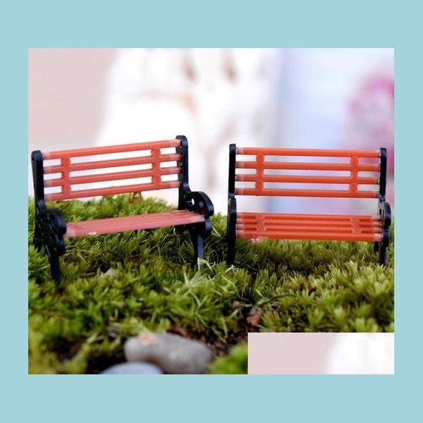 Decoraciones de jardín Artesanías 50 piezas Mini bancos de parque modernos Miniaturas de jardín de hadas en miniatura Accesorios Juguetes para casa de muñecas Patio Dhpz1