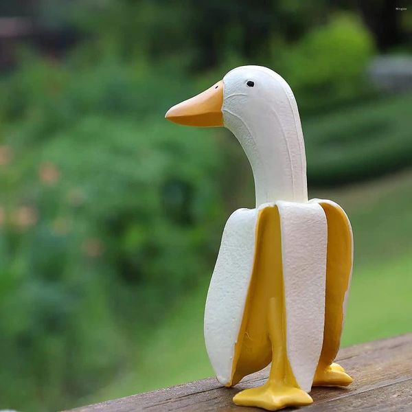 Décorations de jardin Creative Banana Duck Art Statues adaptées au patio pelouse cour bureau décor extérieur cadeau de pendaison de crémaillère