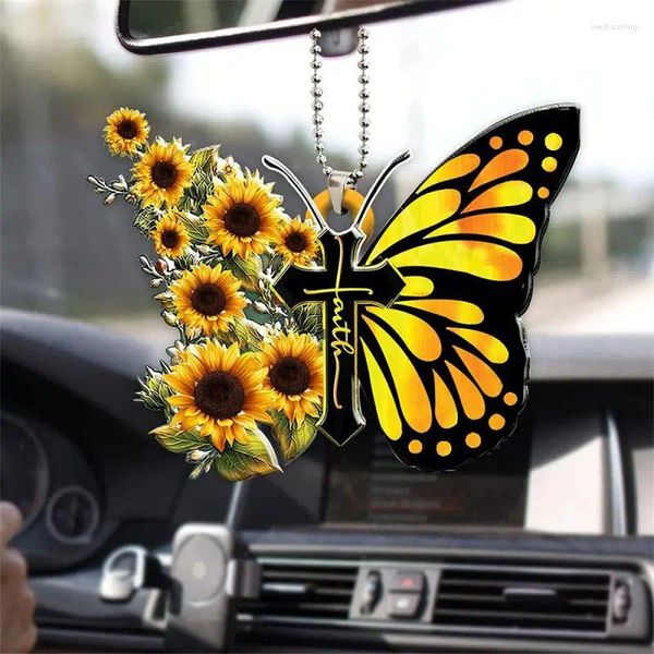 Décorations de jardin Creative Cross Butterfly Pendentif Charme de voiture pour rétroviseur Fée Suspendue Ornement Porte-clés