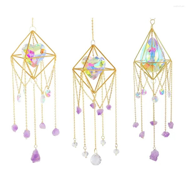 Carillons éoliens en cristal et diamant, décorations de jardin, pendentif suspendu en forme de cœur d'amour, décoration de maison et de voiture