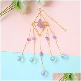 Decoraciones de jardín Crystal Light Catching Jewelry Pendant Wind Chime Diamond Ab Colored Lighting Ball Bead Frame N Dhfwn