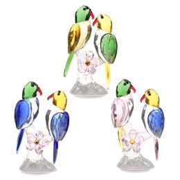 Décorations de jardin Cristal Perroquet Statue Oiseau Figurine Sculpture Modèle Animal Ornement Coloré pour Salon Bureau Chambre Décor À Collectionner 230422