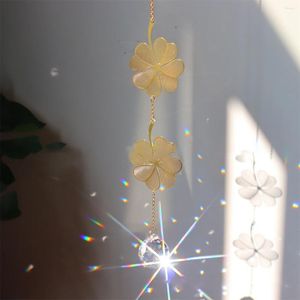 Tuindecoraties kristal prisma suncatcher Veel geluk wens cadeau vier blad klaver lotus hangende zon catcher outdoor decor regenboogmaker